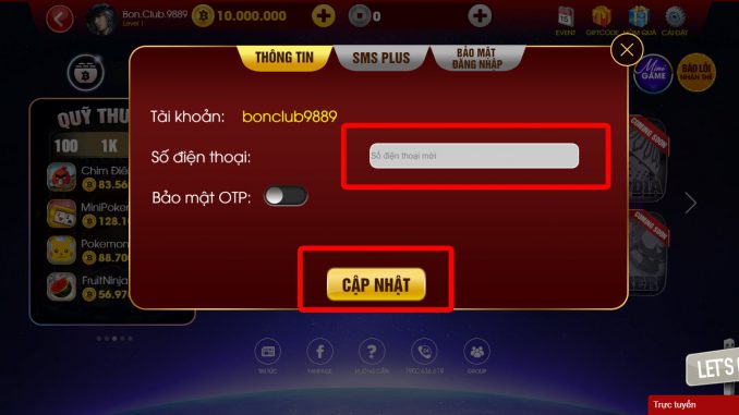 Hình ảnh huong dan kich hoat ma otp game bai bon club 3 in Hướng dẫn kích hoạt mã OTP game bài Bon Club
